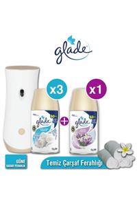 Glade Temiz Çarşaf Ferahlığı Otomatik Sprey 240 Gün Etkili - Makine + 4x269 Ml Yedek