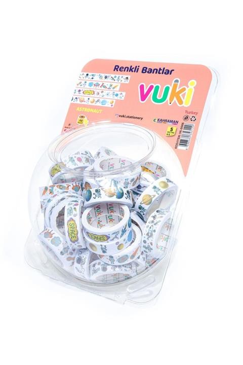 VUKİ Astronot Renkli Desenli Bant 5m Astronot 48 Li Set