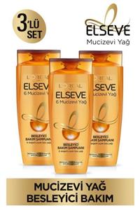 ELSEVE 6 Mucizevi Yağ Besleyici Bakım Şampuan 450ml 3'lü Set