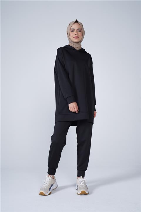 Thesetthur Scuba Kumaş Bilek Lastikli Pantolon Siyah