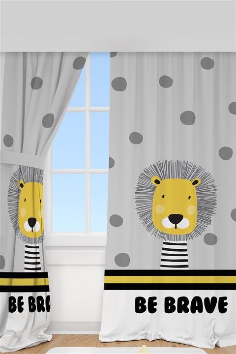 Homamia Çocuk Odası Fon Perde Brave Aslan Çift Kanat