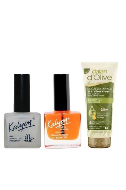Kalyon Tırnak Sertleştirici + Bakım Yağı + Dalan Tüp Krem 20 Ml 3'lü Set