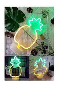 TechnoSmart Ananas Model Neon Led Işıklı Masa Lambası Dekoratif Aydınlatma Gece Lambası Çift Renk