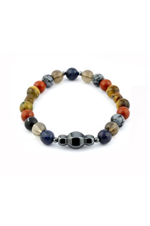 OSMANLI DOĞAL TAŞ Oğlak Burcu Bileklik-obsidyen-kaplan Gözü-jasper-dumanlı Kuvars-dumortierit