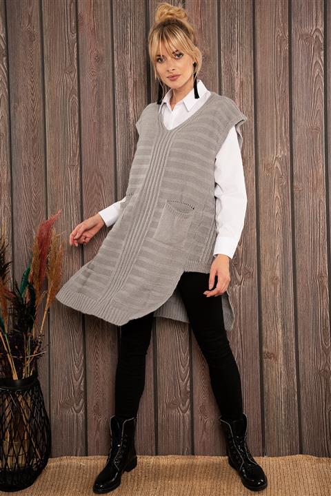 AQE FASHION Kadın Vizon V Yaka Panço