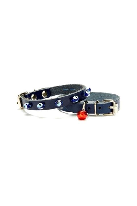Ans Deri Nazar Boncuklu Kedi Ve Köpek Tasması 1x14-18 Cm Mavi Xsmall