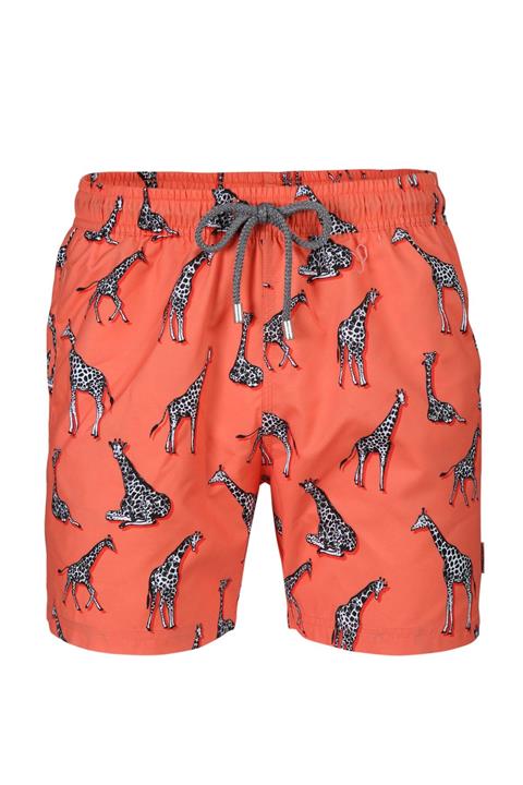 John Frank Erkek Turuncu Zürafa Baskılı Deniz Şortu