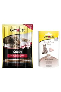 Gimcat 4 Adet Kedi Ödülü - 2 Sticks Tavuklu Ve Ciğerli 20 gr + 2 Skin & Coat Tabs 40 gr