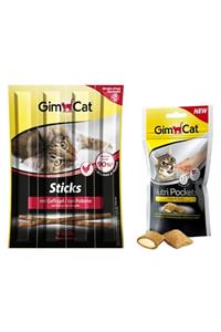 Gimcat 4 Adet Kedi Ödülü 2 Sticks Tavuklu Ve Ciğerli 20 gr + 2 Nutri Pockets Peynirli 60 gr