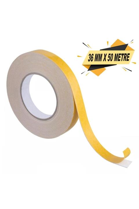 Badem10 Çift Taraflı Köpük Bant Eva Montaj Bandı Beyaz 36 Mm X 50 Metre