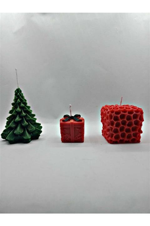 Emirdağ Kadın Kooperatifi 3'lü Mum Seti Yılbaşı Temalı