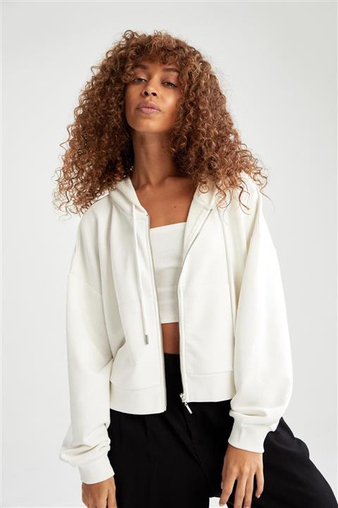 DeFacto Regular Fit Kapüşonlu Fermuarlı Sweat Hırka