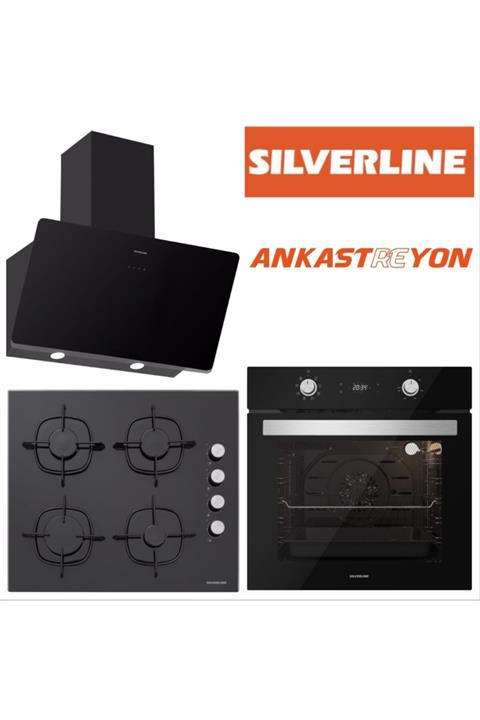 Silverline Bo6504b01 - Cs5335b01 - 3457 Soho 60 Siyah Cam Ankastre Set