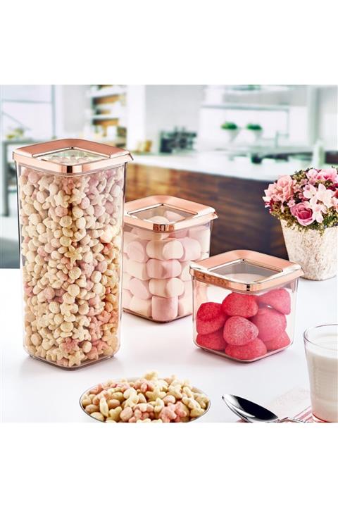 Okyanus Home Bakır 3'lü Erzak Saklama Seti