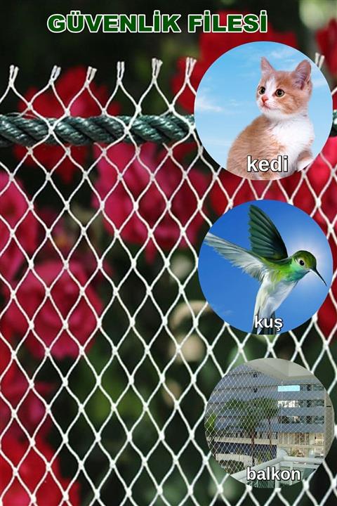 viyolmarketim Balkon Filesi 2x6 Metre Bahçe Balkon Filesi Kedi Kuş Önleme Güvenlik Filesi