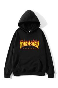 Oksit Thrasher Baskılı Oversize Unisex Sweatshirt