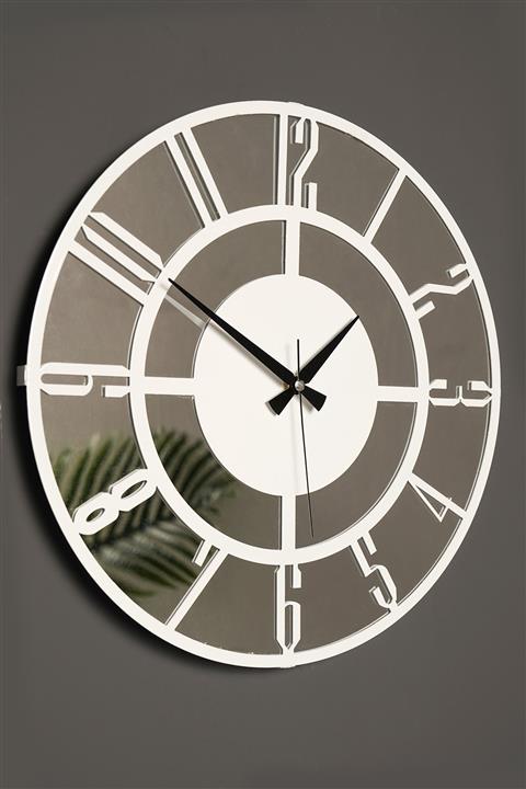 Muyika Design Muyika Bunnela Beyaz Aynalı Metal Siyah Duvar Saati 50x50cm Sessiz Mekanizmalı