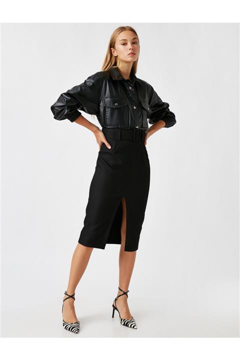 Koton Kemerli Yirtmaçli Etek