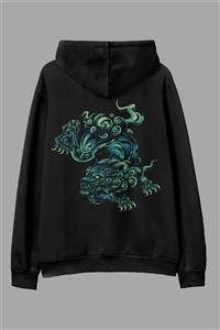AyveGa Dragon Year Siyah Oversize Kapüşonlu Sweatshirt
