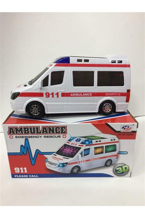 ADEL OYUNCAK Oyuncakadresi Pilli 3d Işıklı Hareketli Oyuncak Ambulans