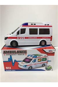 ADEL OYUNCAK Oyuncakadresi Pilli 3d Işıklı Hareketli Oyuncak Ambulans