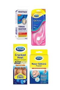 Wartner Alçak Topuklu Ayakkabı İçin Tabanlık + Tırnak Mantar Jeli + Topuk Kremi + Nasır Sökücü Flaster