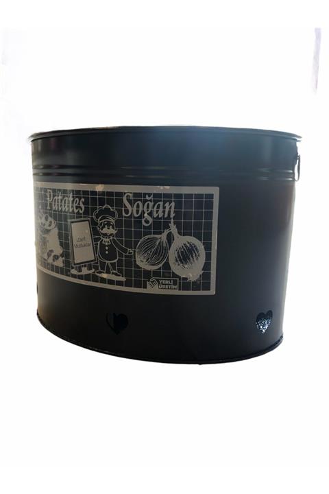 SULTANHOMEEE 2 Bölmeli Metal Patates Soğanlık Kutusu Siyah Rengi Slt 593