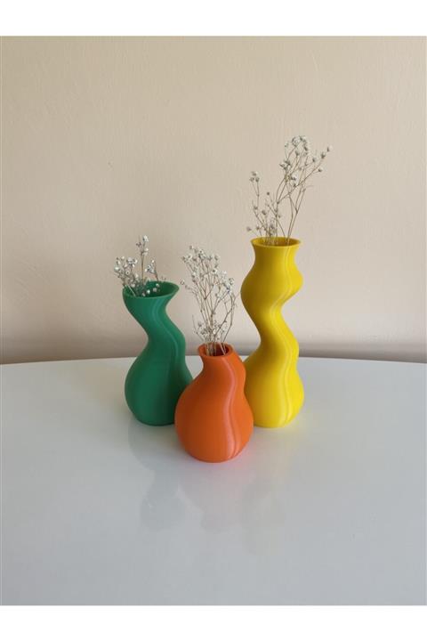 Cella Store Nong 3lü Set Vazo 3d Doğa Dostu Biyoplastik