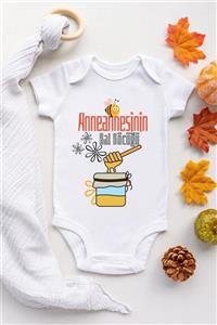 BabyLimon Anneannesinin Bal Böcüğü Desenli Kısa Kol Unisex Body