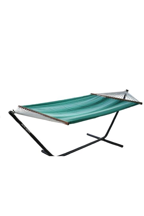 KEYİF SEPETİ Bez Hamak Çift Kişilik Set Metal Ayaklı (gök Kuşağı Yeşil)