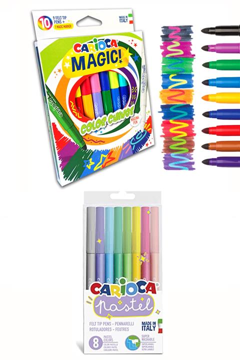CARIOCA Renk Değiştiren Sihirli Kalem Ve Pastel Süper Yıkanabilir Keçeli Kalem 8'li 43032
