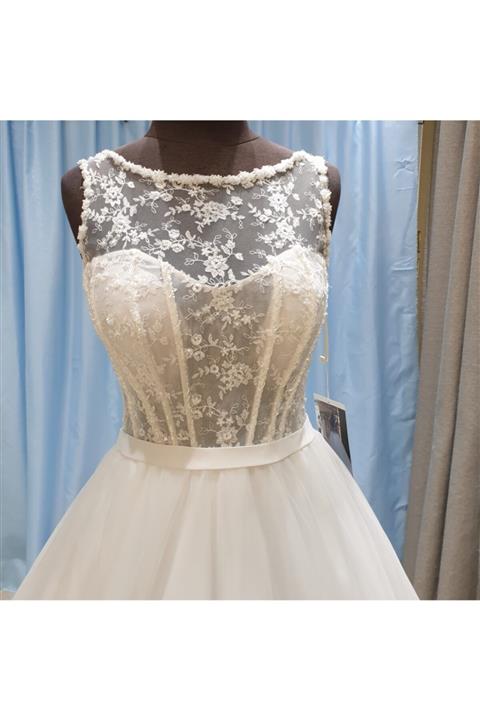 Düzey Moda Kadın Beyaz Tül Gelinlik