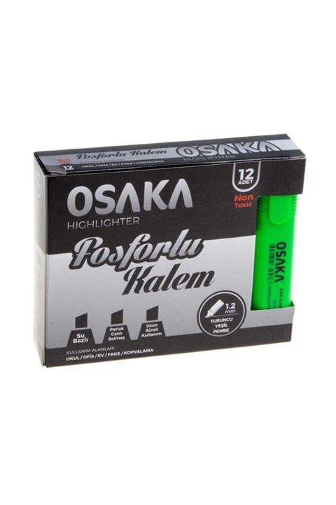 Osaka Yeşil Neon Fosforlu Kalem 12'li Kutu