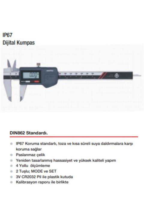Werka - 200mm 0,03 Hassasiyet Ip67 Dijital Kumpas