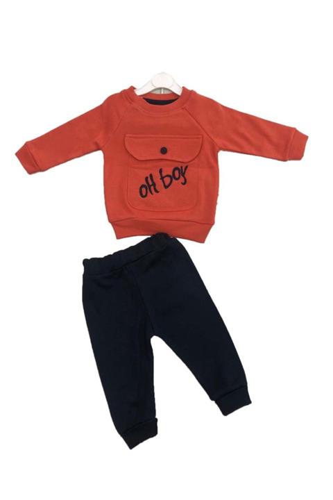 Beyaz Bebek Cepli Oh Boy Mevsimlik Erkek Bebek Takımı
