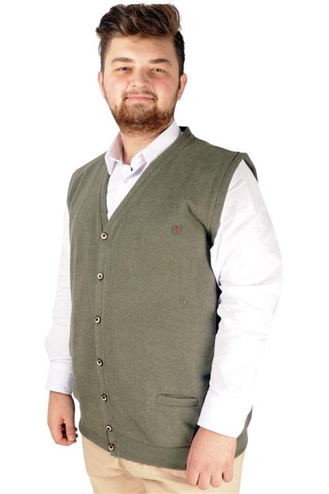 ModeXL Erkek Yelek Recycle Selanik Düğmeli B20521 Haki