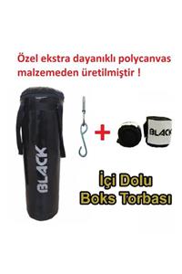 BLACK Povit Polystar 100 X 32 Cm Boks Kum Torbası Siyah +tavan Askı Aparatlı +çelik Dübel +bandaj