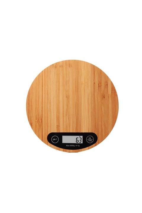 EYNOR Hassas Dijital Mutfak Terazisi Bambu Yuvarlak 5 kg 1 gr