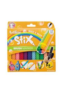 artline Stix Brush Marker 12'li Esnek Uçlu Keçeli Kalem Seti Etx-f/12wk