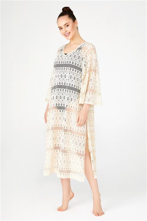 Adasea Kadın Güpürlü Pareo 6045 Ekru