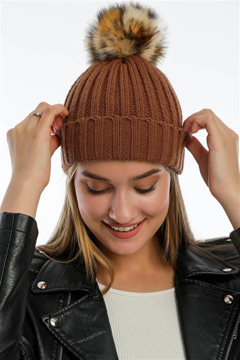 Mossta Alenia Ponponlu Kadın Bere Kahverengi