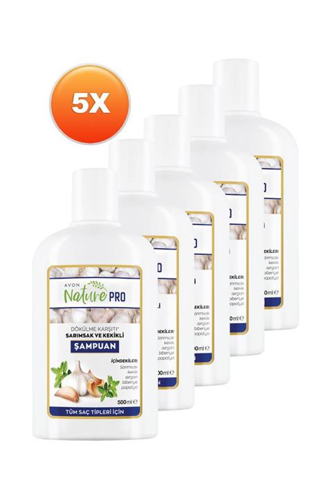 AVON Nature Pro Sarımsak ve Kekikli Şampuan 500 ml Beşli Set
