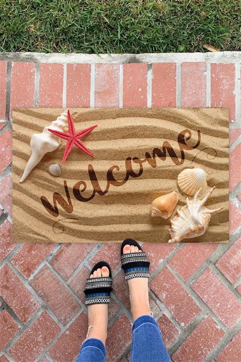 Buket Home Welcome Kumsal Iç Ve Dış Mekan Dekoratif Çok Amaçlı Kapı Önü Paspası
