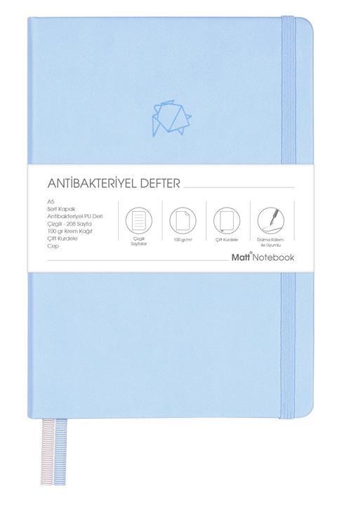 Matt Notebook A5 Antibakteriyel Defter Çizgili Mavi