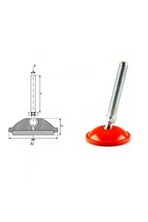 YİSA Çap:60 Civata Boyu:50 Civata:m-8 Sehpa Ayak Alüminyum Tabanlı Bombeli Oynar Statik Boyalı-10 Ad.