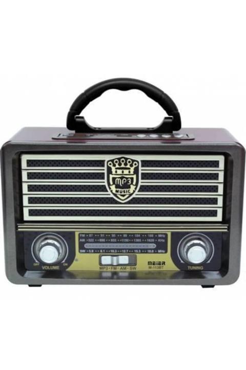PlevneTicaret Meier M 113bt Şarjlı Nostaljik Radyo Usb Sd Mp3 Bluetooth