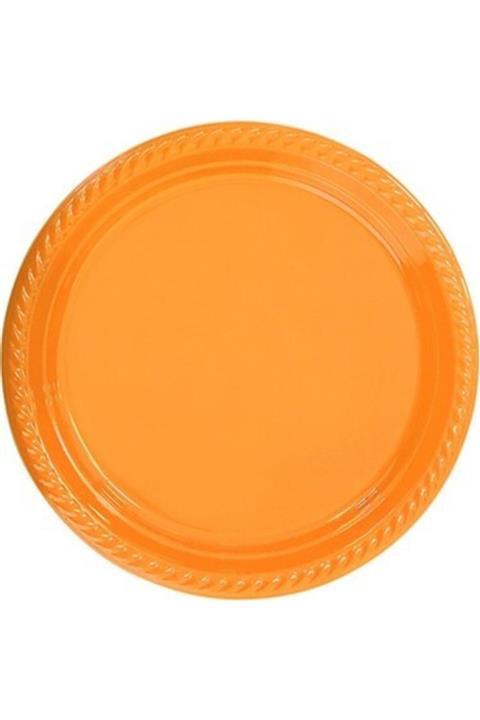 EFULİ BUTİK 22cm Turuncu Renk Plastik Tabak 25'li