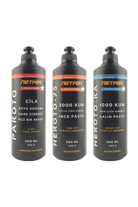 Netfer 3'lü İnce Kalın Pasta Cila Set - 3x500 ml