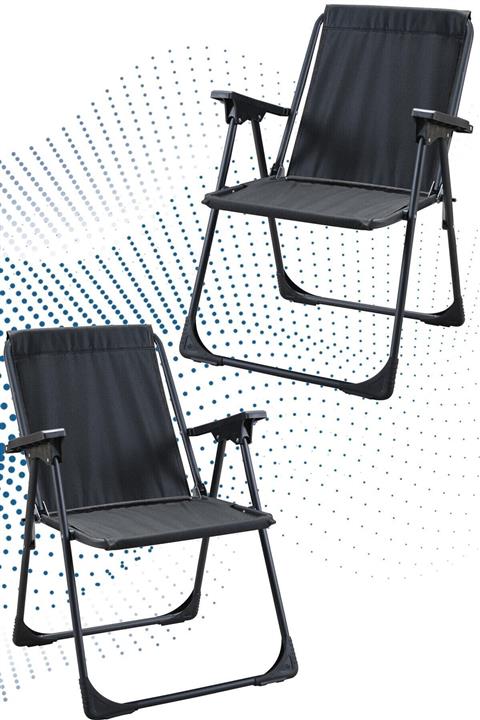 ANADOLU AVM Siyah Katlanır Koltuk Piknik  Kamp Sandalyesi 2 Adet