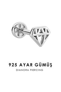 Dianora Piercing Elmas Figürlü Gümüş Tragus Piercing